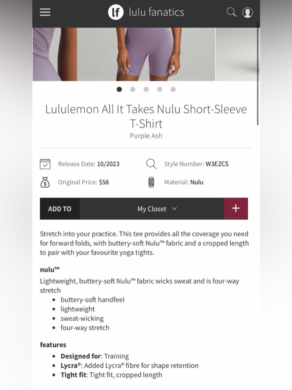 Lululemon All It Takes Nulu Short Sleeve Shirt Purple 14 - Picture 9 of 9